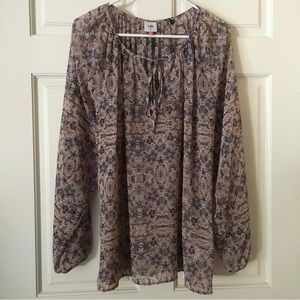 CAbi #5028 (M) Blouse Long Sleeve Elasticized Cuff Sienna Floral  Polyester Top
